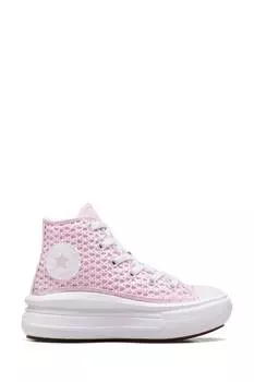 Кроссовки Chuck Taylor All Star Move связанные крючком для юниоров Converse, розовый
