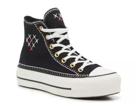 Кроссовки Chuck Taylor High-Top Platform Sneaker Converse, цвет black_hotpink_greystitching
