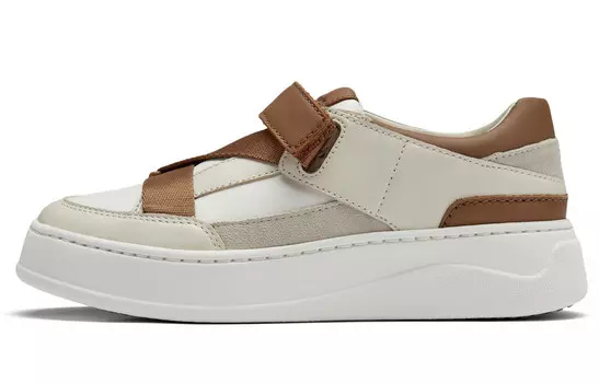 Кроссовки clarks Skateboarding Shoes Women's Low-top Light Brown And White Color Block, коричневый