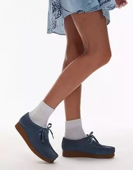 Кроссовки Clarks Wallabee evo из синей замши
