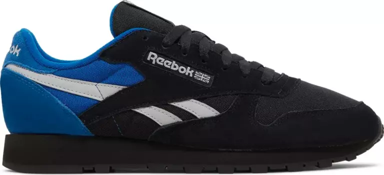 Кроссовки classic leather 'black vector blue' Reebok, черный