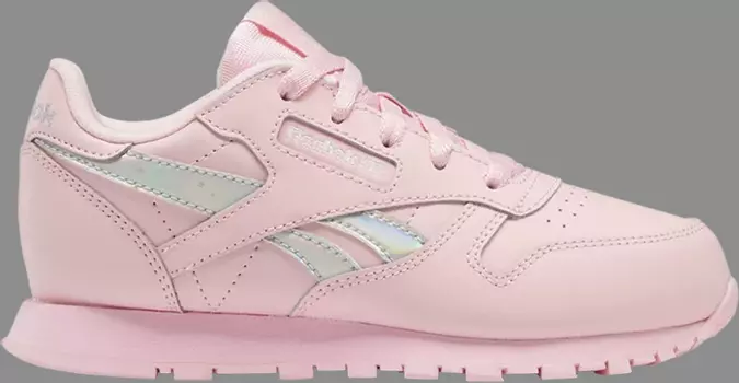 Кроссовки classic leather little kid 'pink glow iridescent' Reebok, розовый
