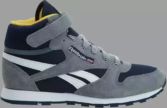 Кроссовки classic leather mid strap little kids 'asteroid dust' Reebok, синий