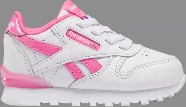 Кроссовки classic leather step 'n' flash toddler 'white atomic pink' Reebok, белый