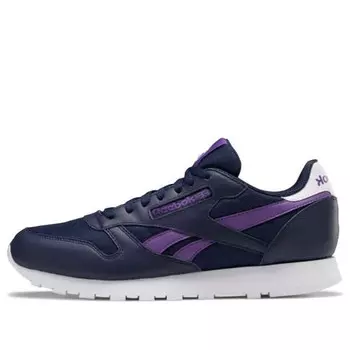 Кроссовки classic leather 'vector navy purple' Reebok, синий