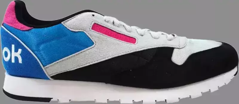 Кроссовки classic leather wb 'black grey blue' Reebok, синий