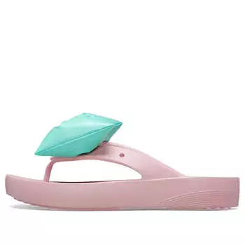 Кроссовки classic platform bow flip flops 'pink teal' Crocs, розовый