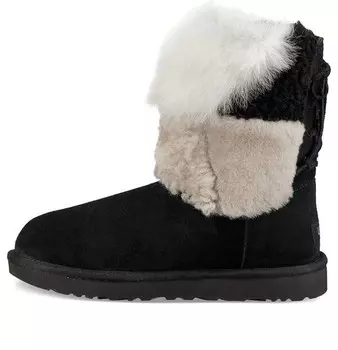 Кроссовки classic short patchwork fluff stay warm cozy fleece lined black Ugg, черный