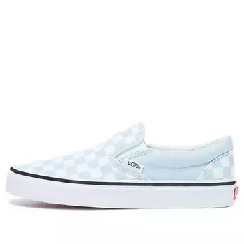 Кроссовки classic slip-on 'baby blue checkerboard' Vans, белый