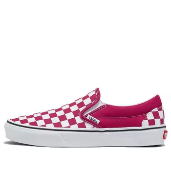 Кроссовки classic slip-on checkerboard 'cherries jubilee' Vans, розовый