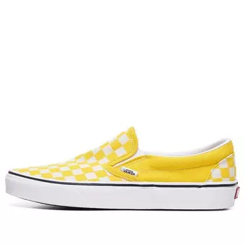Кроссовки classic slip-on 'checkerboard - cyber yellow' Vans, желтый