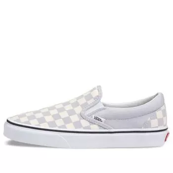 Кроссовки classic slip-on 'checkerboard grey dawn' Vans, серый