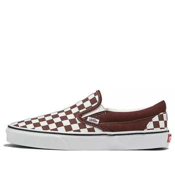 Кроссовки classic slip-on 'color theory checkerboard - bitter chocolate' Vans, коричневый