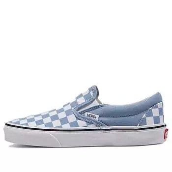 Кроссовки classic slip-on 'color theory checkerboard dusty blue' Vans, синий