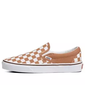 Кроссовки classic slip-on color theory checkerboard shoes 'tan white' Vans, бежевый
