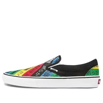 Кроссовки classic slip-on multi-color 'multicolor rainbow black' Vans, мультиколор
