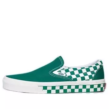 Кроссовки classic slip-on 'sidewall check - ultramarine green' Vans, зеленый