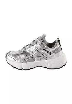 Кроссовки CLD RUN, имитация кожи, сетчатые вставки, женские Buffalo, цвет Silver Black Rosa