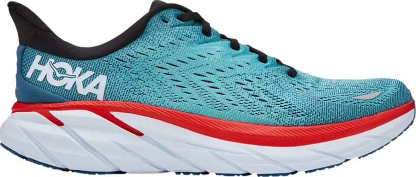 Кроссовки Clifton 8 2E Wide Real Teal Aquarelle, бирюзовый