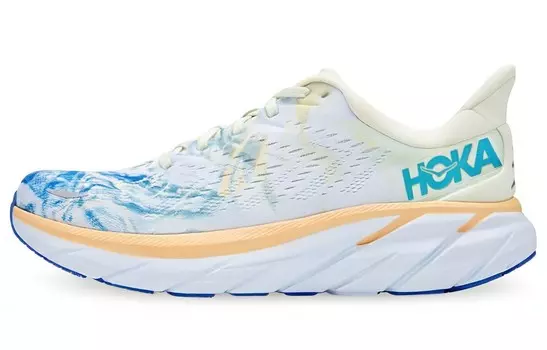 Кроссовки Clifton 8 женские с низким верхом, белые/королевские синие Hoka One One