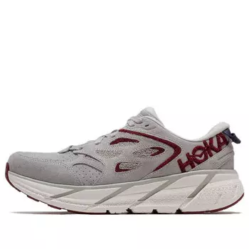 Кроссовки clifton l embroidery 'lunar rock cabernet' Hoka One One, серый