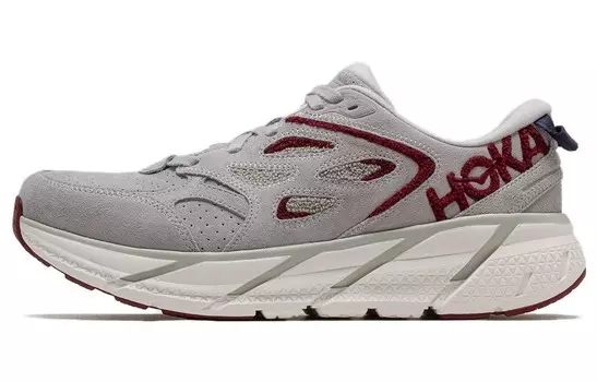 Кроссовки Clifton LS унисекс с низким верхом серые/красные Hoka One One