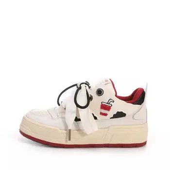 Кроссовки Cobx Skateboarding Shoes Women's Low-top Beige, красный