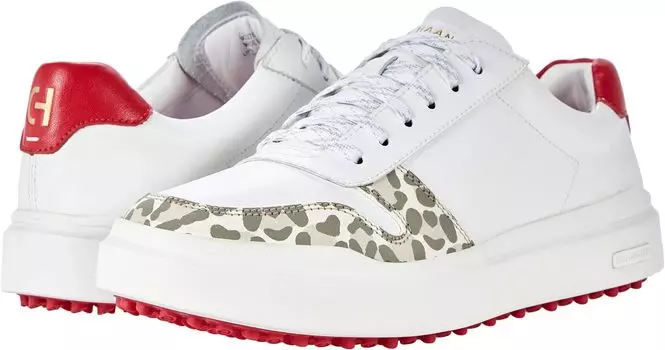 Кроссовки Cole Haan GrandPro Rally Golf Waterproof, цвет Water Resistant Bright White/Hyper Leopard Print/Love Potion