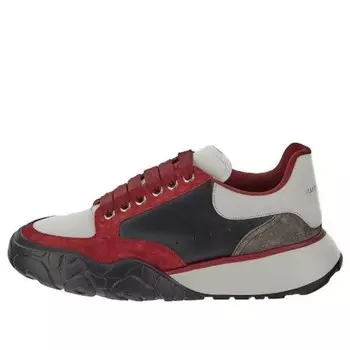 Кроссовки color block low-top leather sneakers 'red black grey' Alexander Mcqueen, красный