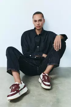 Кроссовки color-block ZARA, бордово-красный