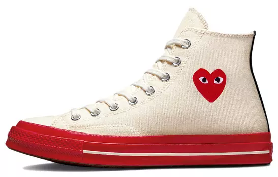 Кроссовки Comme des Garons PLAY x Converse Chuck Taylor All-Star 70 Hi Egret Red Midsole