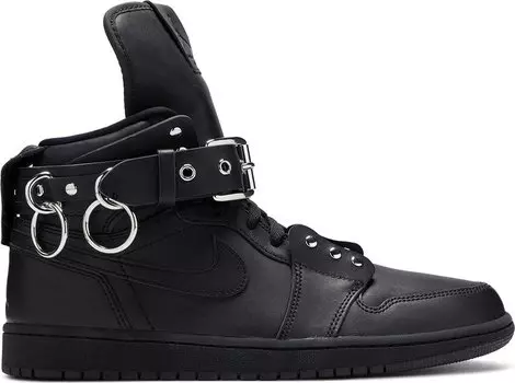 Кроссовки Comme des Garons x Air Jordan 1 Retro Strap High Black, черный