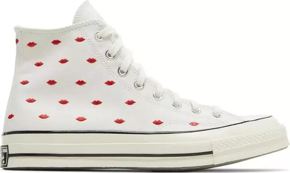 Кроссовки Converse Chuck 70 Embroidered Lips High Love Me - Vintage White, белый