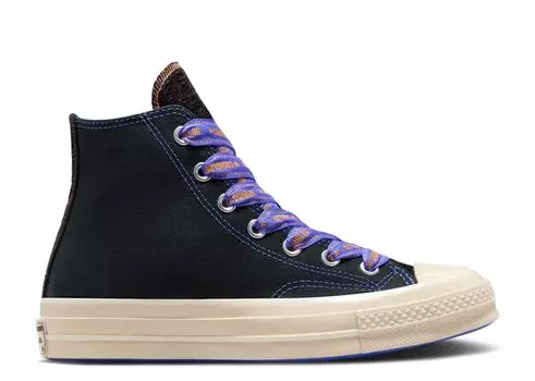 Кроссовки Converse Chuck 70 High 'Ribbon Laces - Black Blue Flame', черный