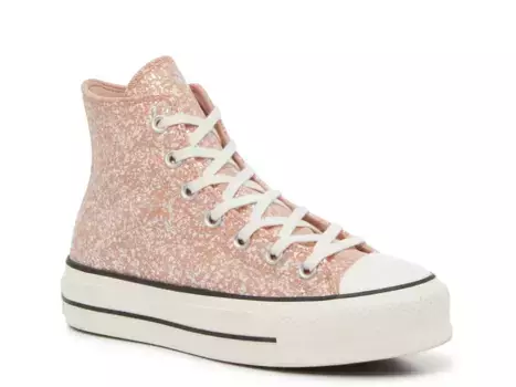 Кроссовки Converse Chuck Taylor All Star Glitter Platform Sneaker — женские, персикового цвета