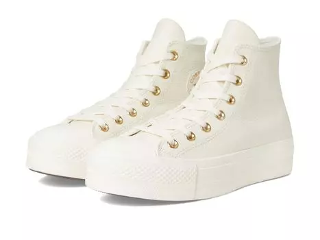 Кроссовки Converse Chuck Taylor All Star High-Top Platform Leather Sneaker, цвет Egret/Egret/Gold