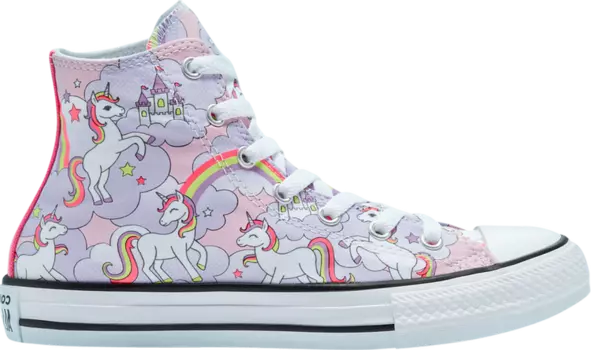 Кроссовки Converse Chuck Taylor All Star High GS Neon Unicorn, белый