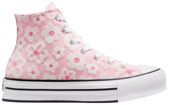 Кроссовки Converse Chuck Taylor All Star Lift Platform High GS 'Floral Embroidery - Donut Glaze', розовый
