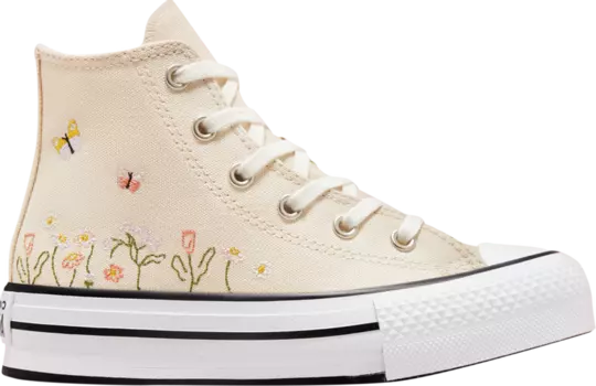Кроссовки Converse Chuck Taylor All Star Lift Platform High PS Floral Embroidery - Natural Ivory, кремовый