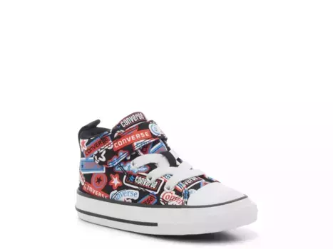 Кроссовки Converse Chuck Taylor All Star Malden — детские, черный/синий/красный с принтом логотипа