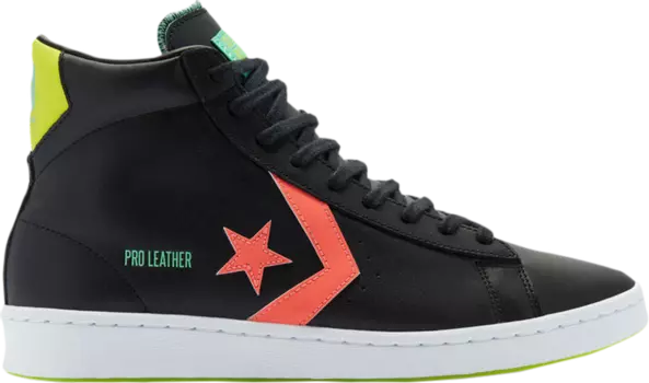 Кроссовки Converse Pro Leather High Hi-Vis Collection - Black Multi Neon, черный