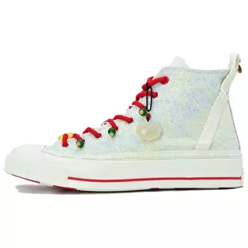 Кроссовки Converse Skateboarding Shoes Unisex High-top Beige/Blue/Red, бежевый/синий/красный