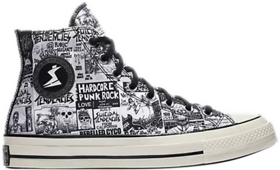Кроссовки Converse Suicidal Tendencies x Chuck 70 Hi White Black, белый