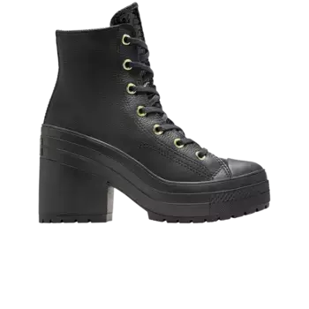 Кроссовки Converse Wmns Chuck 70 De Luxe Heel Platform High Black Light Gold, черный