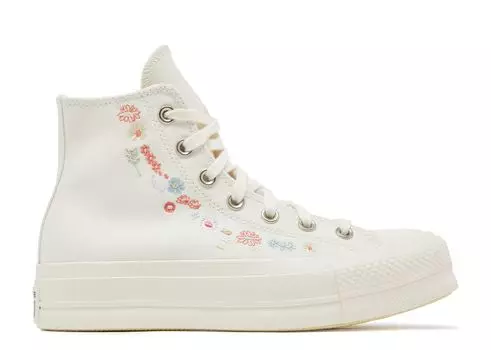 Кроссовки Converse Wmns Chuck Taylor All Star Lift Platform 'Embroidered Floral - Egret', кремовый