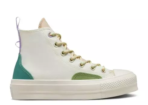 Кроссовки Converse Wmns Chuck Taylor All Star Lift Platform High 'Colorblock Overlay - Algae Coast', кремовый