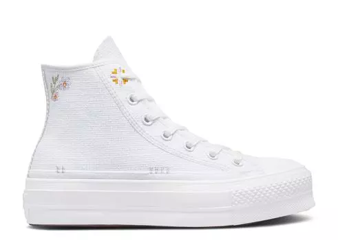 Кроссовки Converse Wmns Chuck Taylor All Star Lift Platform High 'Autumn Embroidery - White', белый