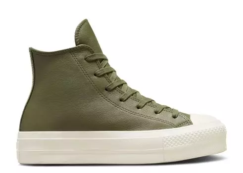 Кроссовки Converse Wmns Chuck Taylor All Star Lift Platform Leather High 'Utility Egret', зеленый