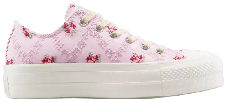 Кроссовки Converse Wmns Chuck Taylor All Star Lift Platform Low 'Cross Stitch Roses', розовый