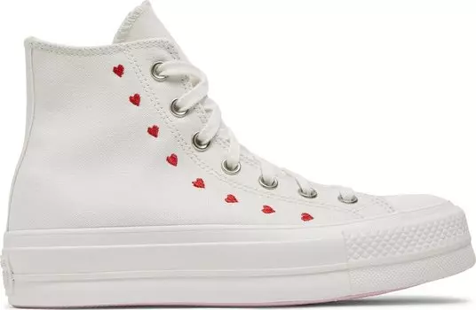 Кроссовки Converse Wmns Chuck Taylor All Star Lift Platform High Embroidered Hearts - White, белый